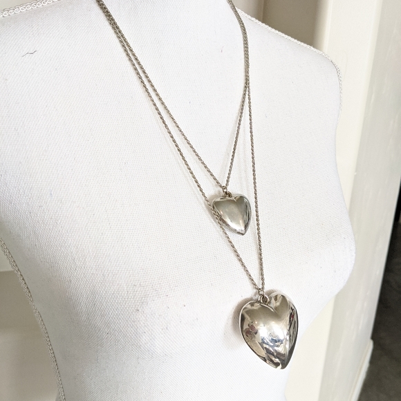 Vintage Puff Heart Double Strand Necklace - Picture 3 of 7